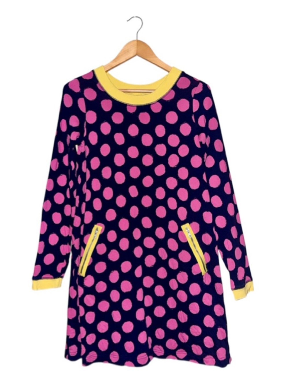 HANNA ANDERSSON Pink Navy Polka Dot Long Sleeve Dress Whimsical Girl 160 14-16 - Picture 10 of 11